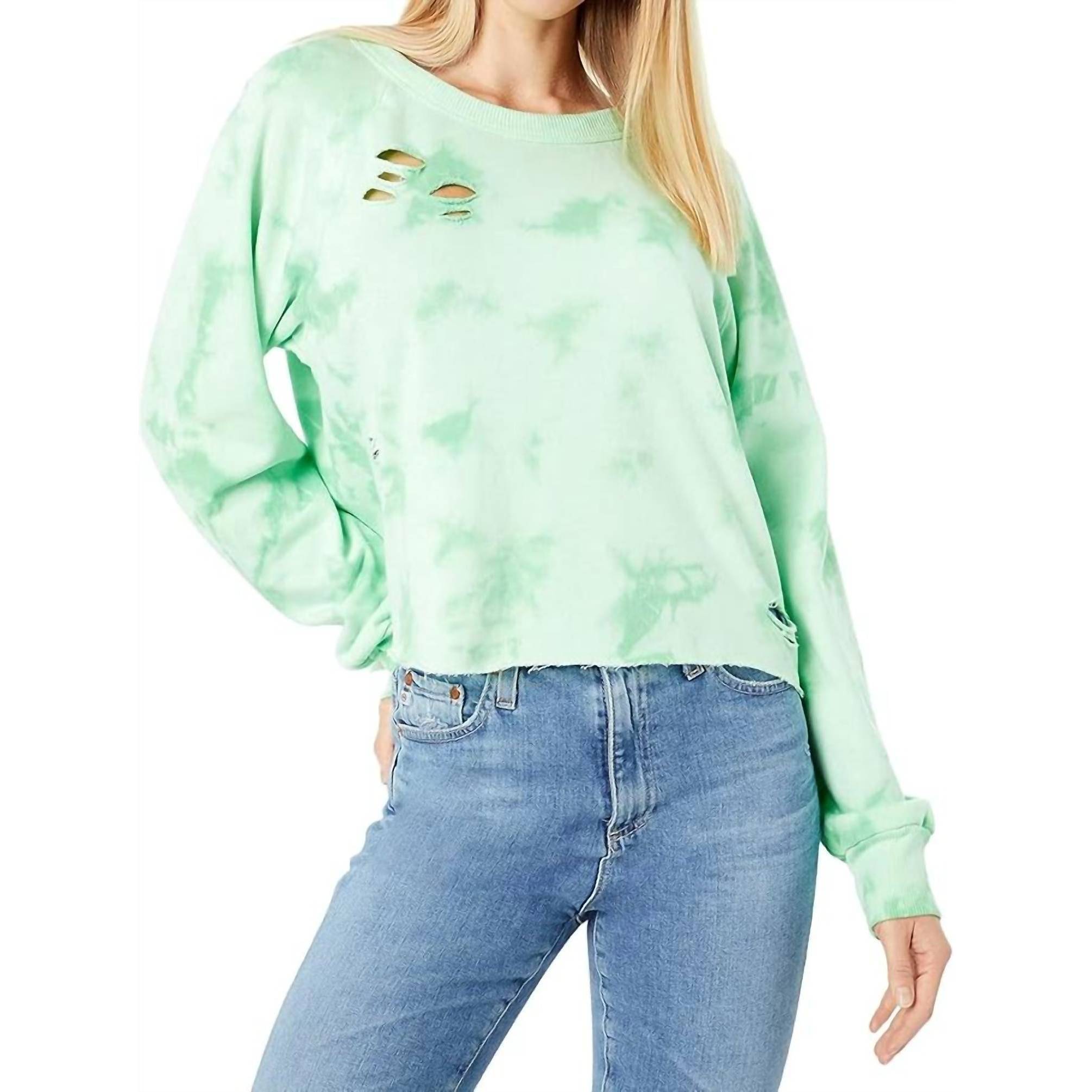 New Wildfox Crop Sweatshirt In Green Ash